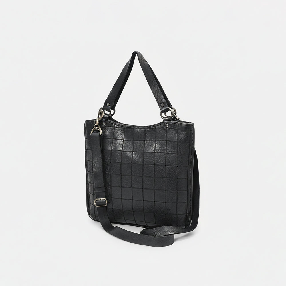 SWC476 Montina - Leather Grid-Stitched Tote