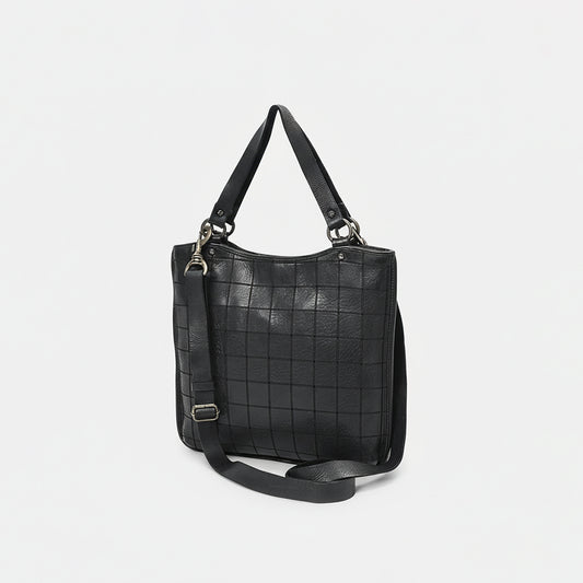 SWC476 Montina - Leather Grid-Stitched Tote