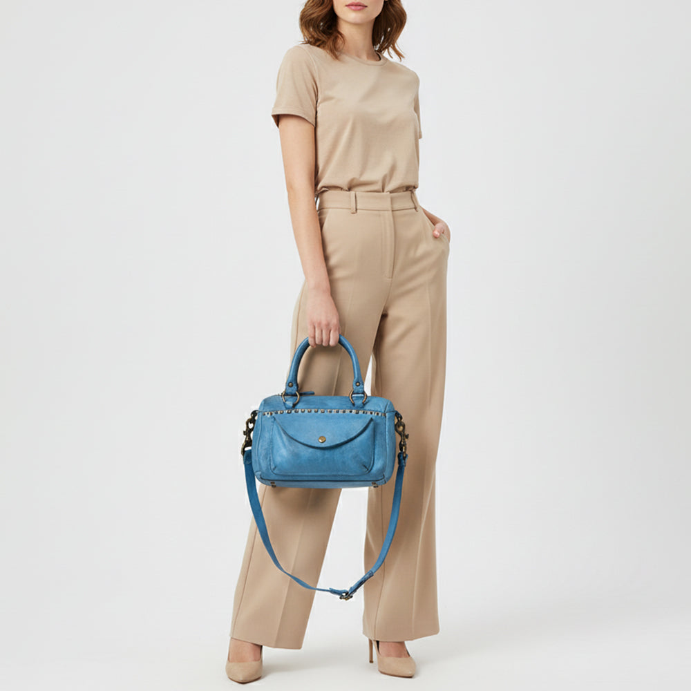 SWC483 Caventina - Leather Riveted Tote Bag