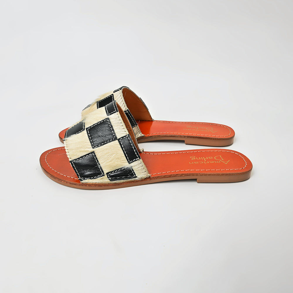 ADFT180 American Darling Genuine Leather & Hair On Slide Sandals Footwear