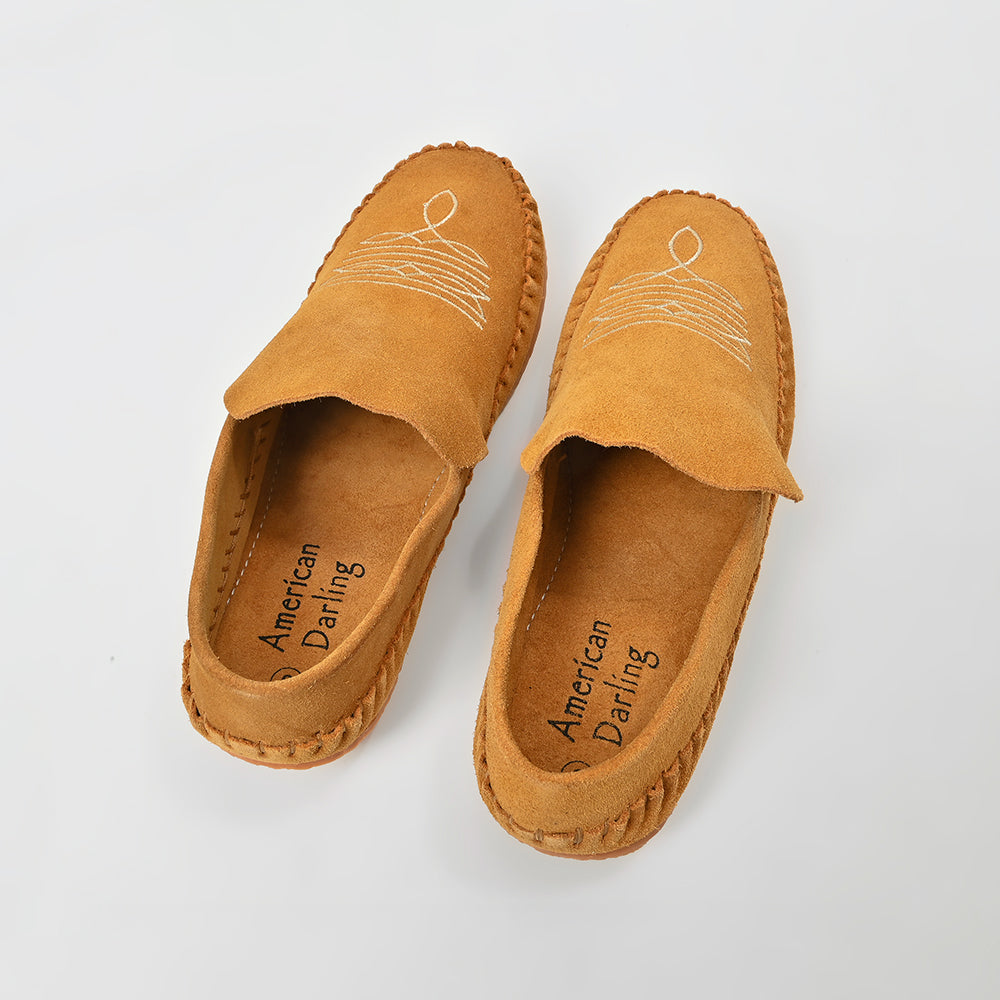 ADFT183 American Darling Embroidered Genuine Leather Western Moccasins Footwear