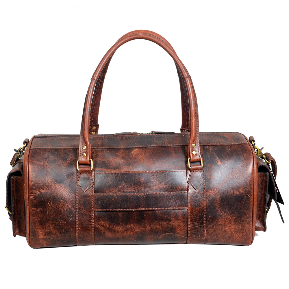 ADBGA1063 Western Genuine Leather & Saddle Blanket Travel Duffel Weekender Bag