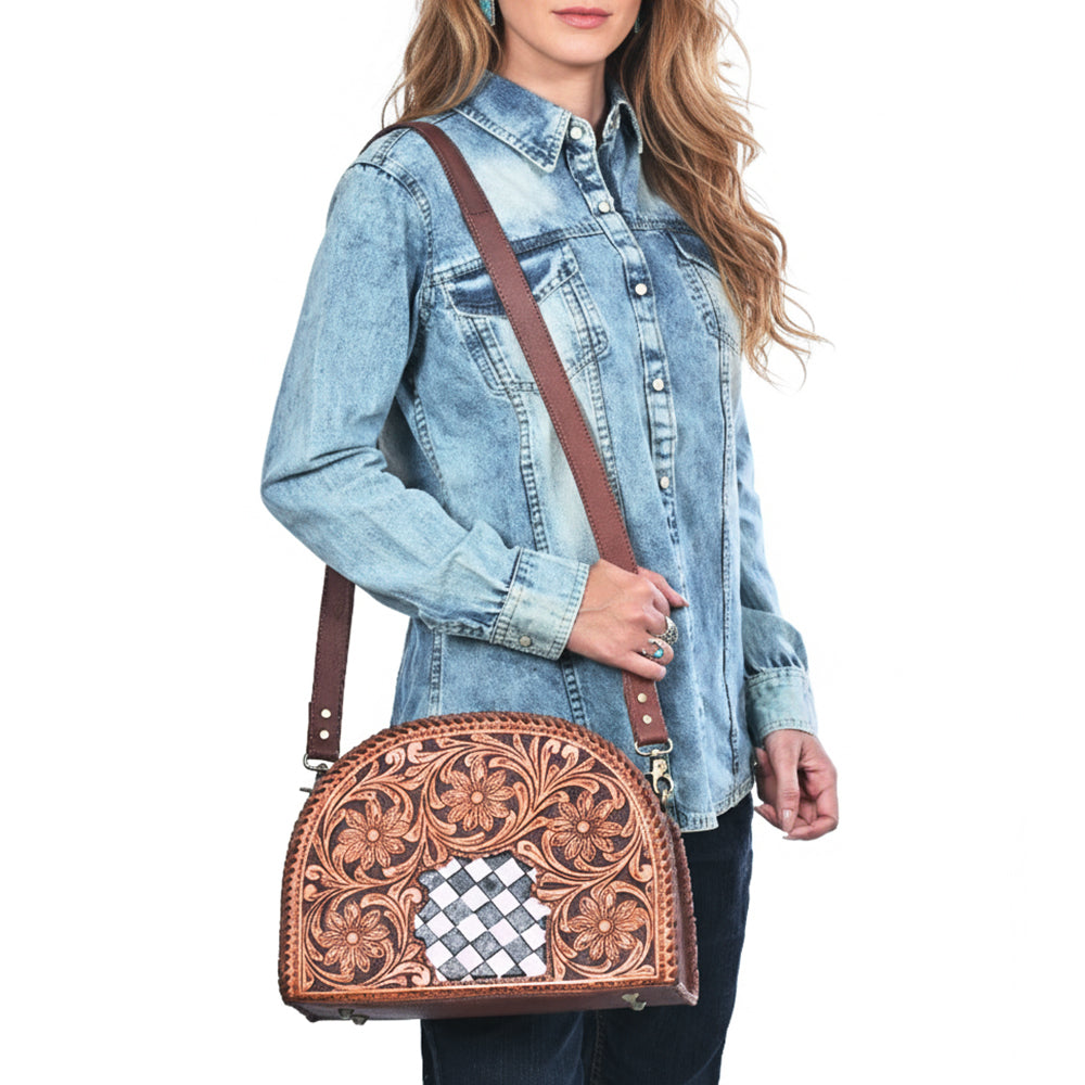 OHA157 Crossbody Hand Tooled Genuine Western Leather Women Bag