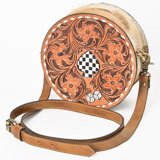 OHA161 Canteen Hair on Genuine Western Leather Women Bag