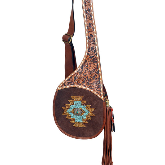 ADBGA1073 Sling Hand Tooled  Genuine Leather Women Bag