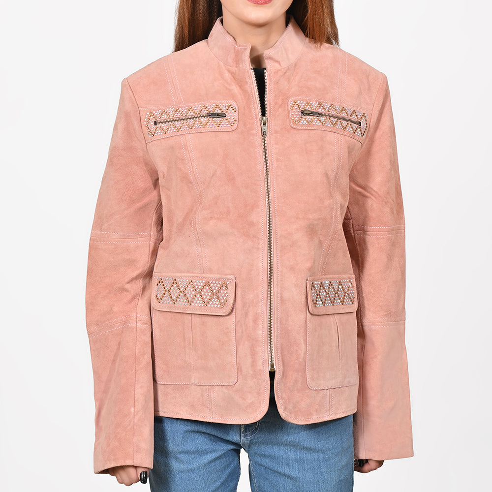 ADJKT102 American Darling Studded Leather Western Zip Jacket