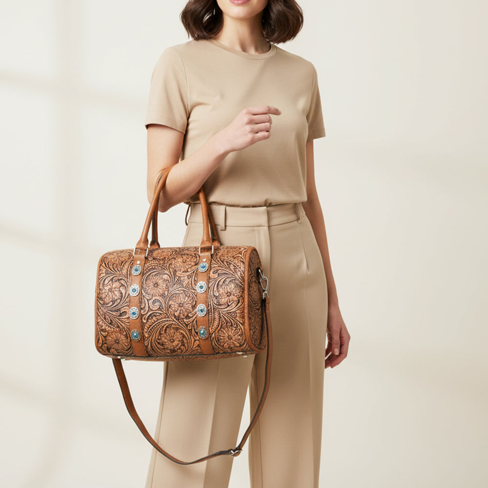 ADBGZ1006 American Darling Hand Tooled Leather Speedy Bag Western Handbag Purse