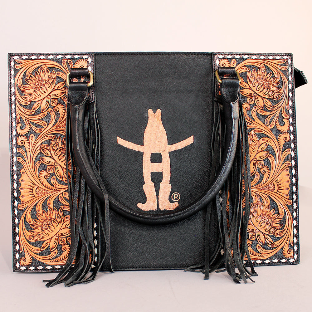 Sunset Rodeo Handtooled and Grain Leather Tote Bag