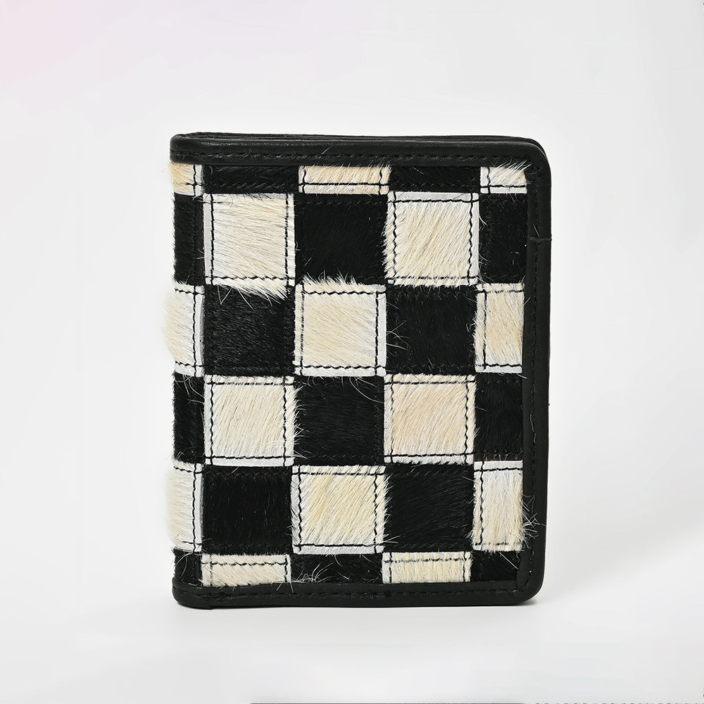 ADBGM1095 American Darling Checkered Hair on Hide & Leather Bifold Wallet
