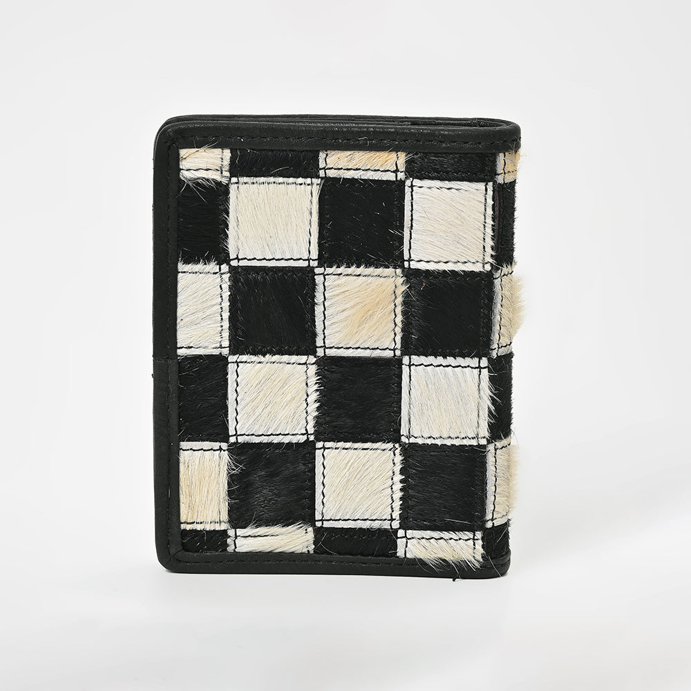 ADBGM1095 American Darling Checkered Hair on Hide & Leather Bifold Wallet
