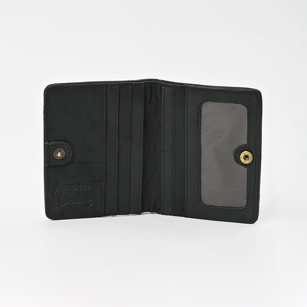 ADBGM1095 American Darling Checkered Hair on Hide & Leather Bifold Wallet