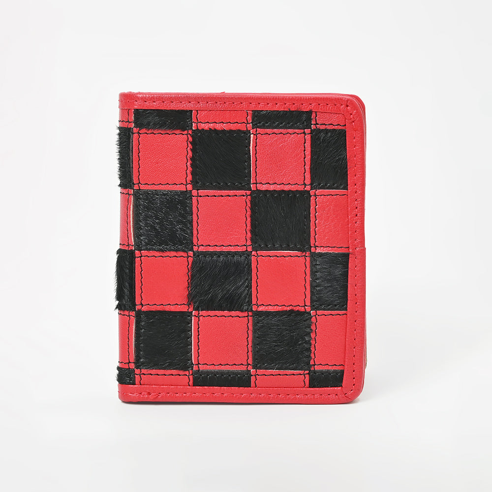 ADBGM1095 American Darling Checkered Hair on Hide & Leather Bifold Wallet
