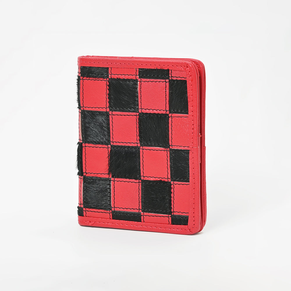 ADBGM1095 American Darling Checkered Hair on Hide & Leather Bifold Wallet