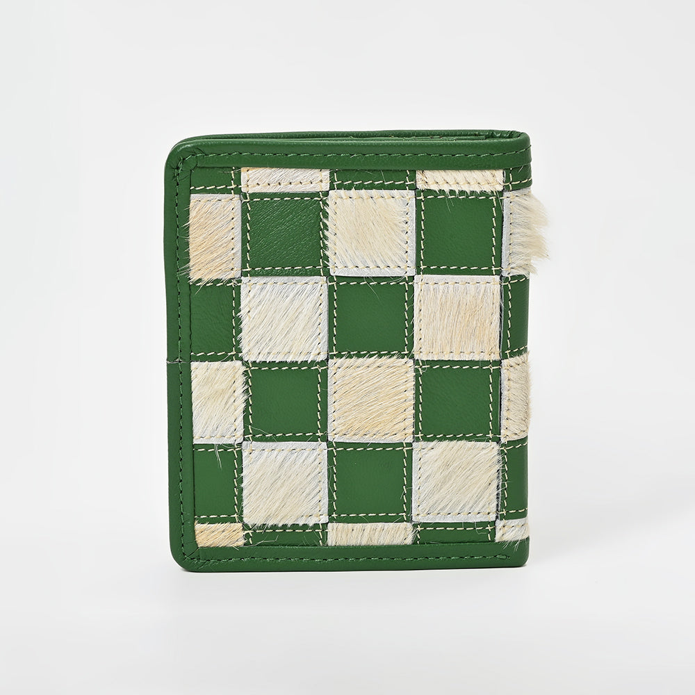 ADBGM1095 American Darling Checkered Hair on Hide & Leather Bifold Wallet