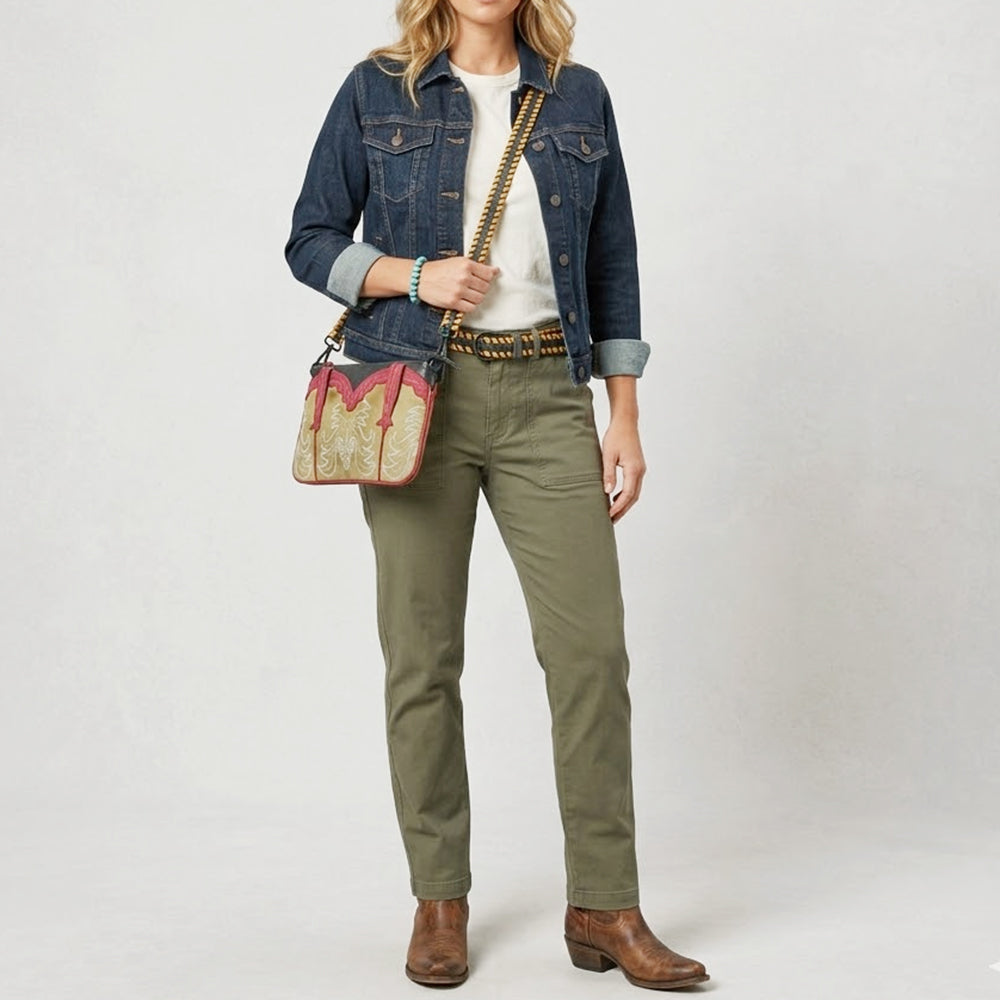 ADBGZ1108 American Darling Western Embroidered Genuine Leather Crossbody Handbag