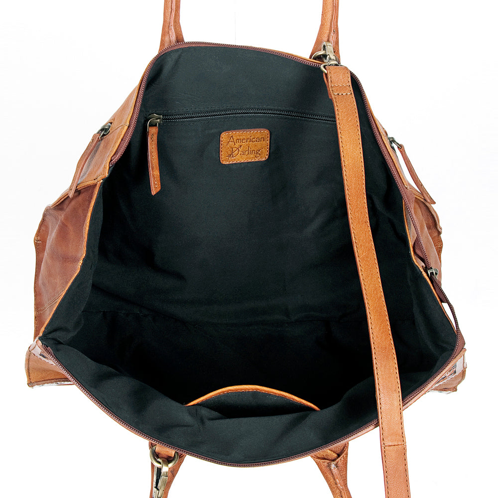LC-ADBGI108C Olivia Western Duffel Bag - Genuine Leather Weekender with Hand-Tooled Floral Design