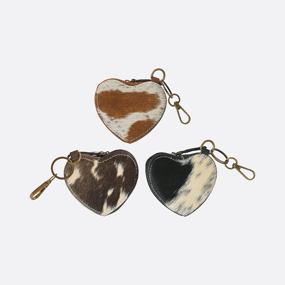 ADCHA129 American Darling Genuine Hair-On Heart-Shaped Bag & Coin Purse Keychain