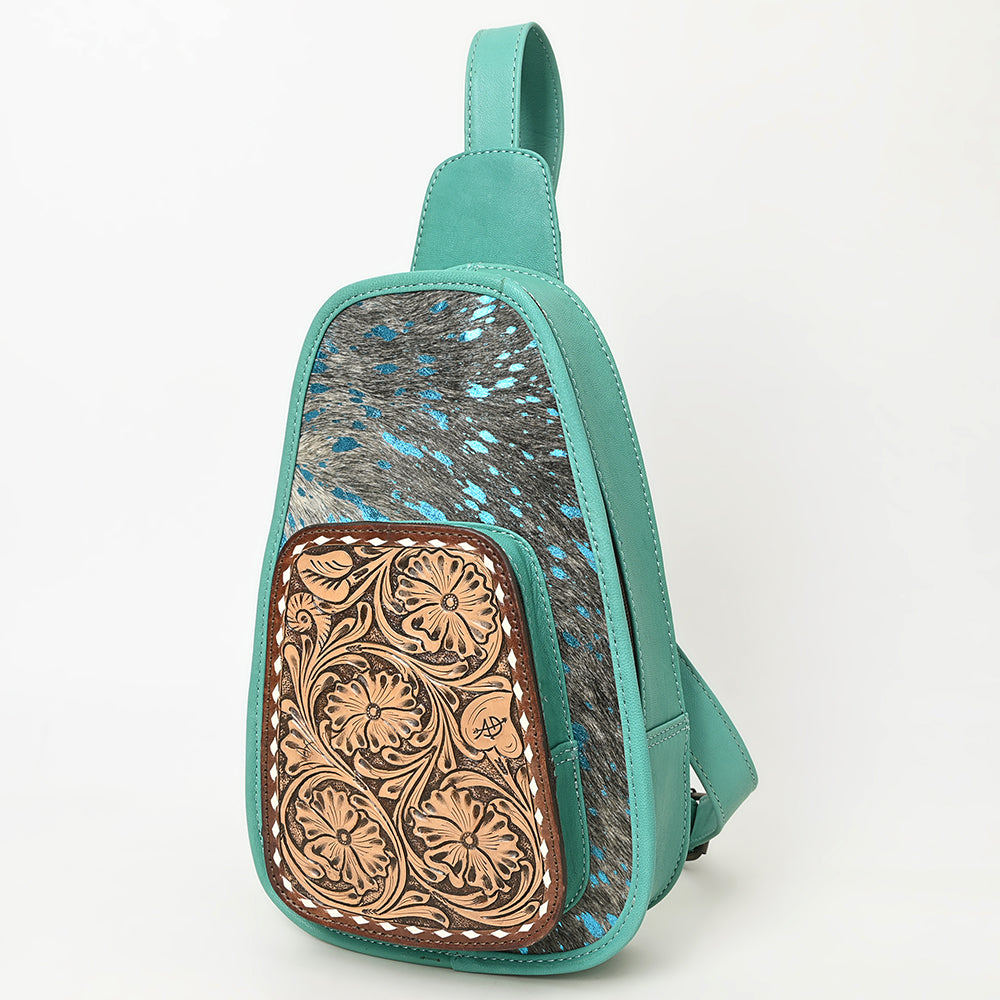 ADBG1146 American Darling Floral Hand Tooled Bag | Hair on Cowhide Sling