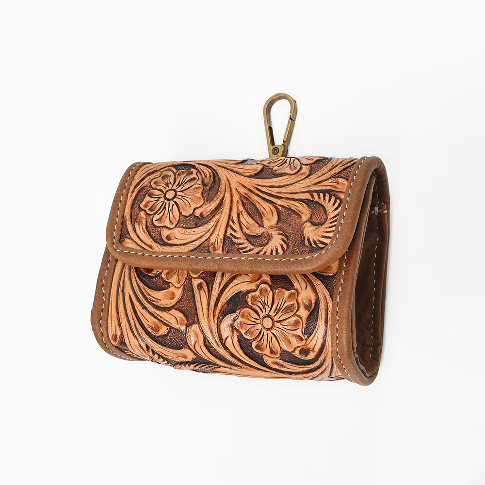 ADCHA127 American Darling Genuine Hand-Tooled Floral Leather Flap Pouch Clip