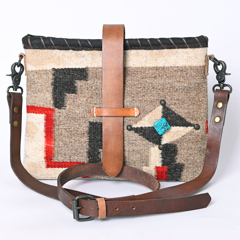 ADBG1112 American Darling Hand-Woven Saddle Blanket Western Crossbody Bag Genuine Leather Artisan Purse