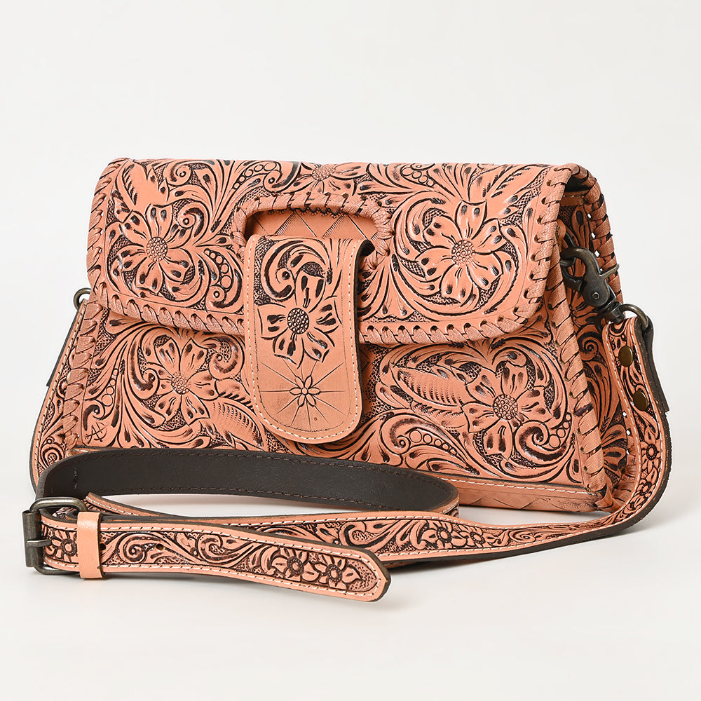 ADBG1134 American Darling Hand Tooled Floral Leather Wallet Bag Clutch & Crossbody Handbag