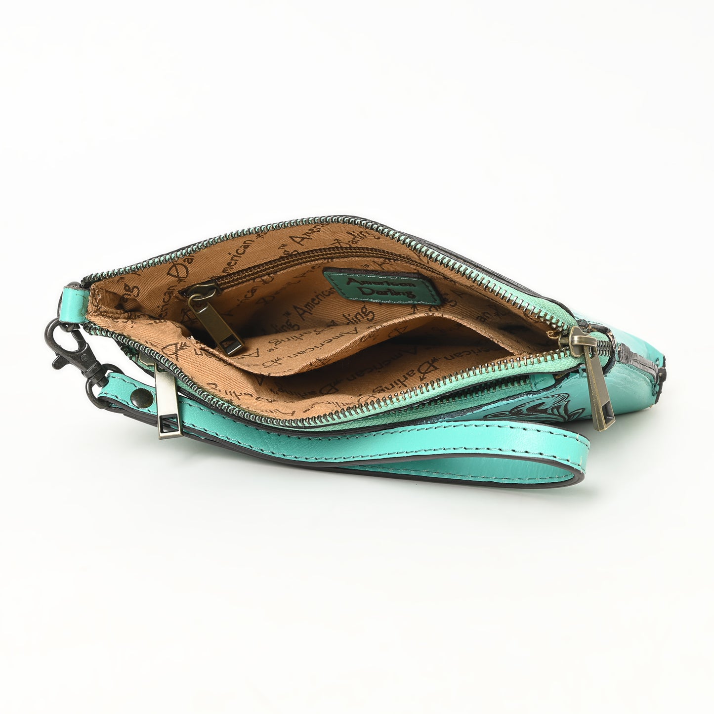 ADBGZ844 Hand-Tooled Genuine Leather Wristlet Wallet American Darling