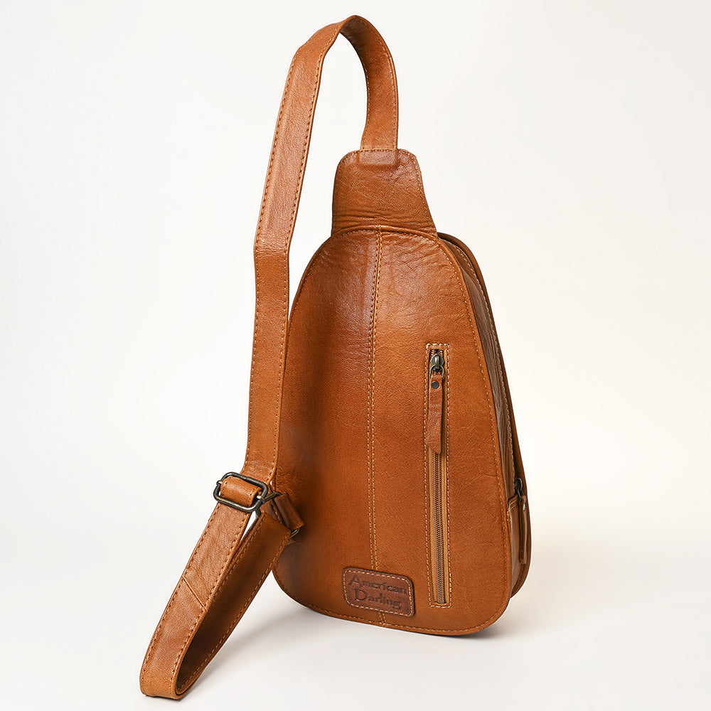 ADBG1146 American Darling Floral Hand Tooled Bag | Hair on Cowhide Sling