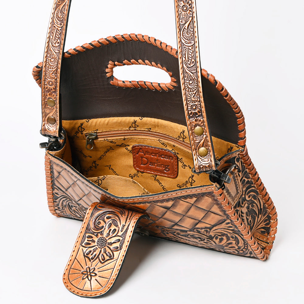 ADBG1134 American Darling Hand Tooled Floral Leather Wallet Bag Clutch & Crossbody Handbag