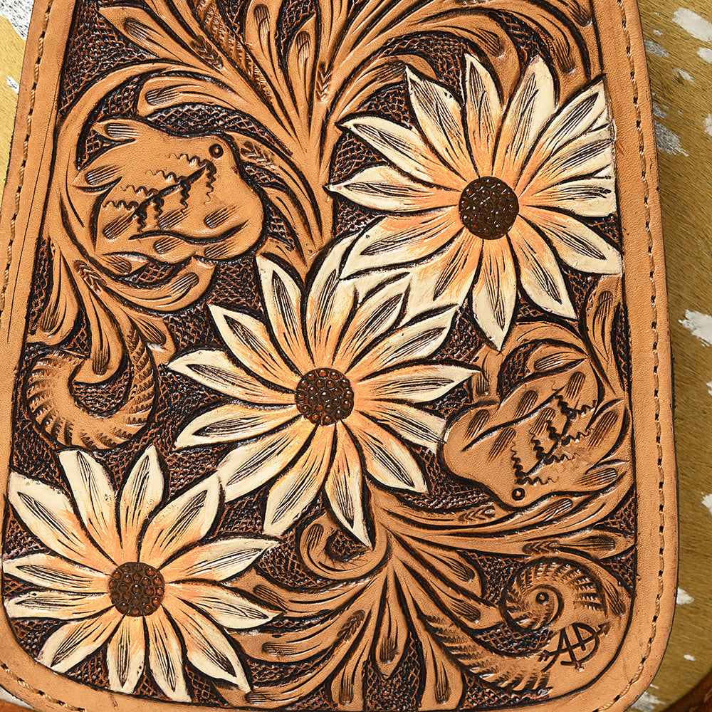 ADBG1146 American Darling Floral Hand Tooled Bag | Hair on Cowhide Sling