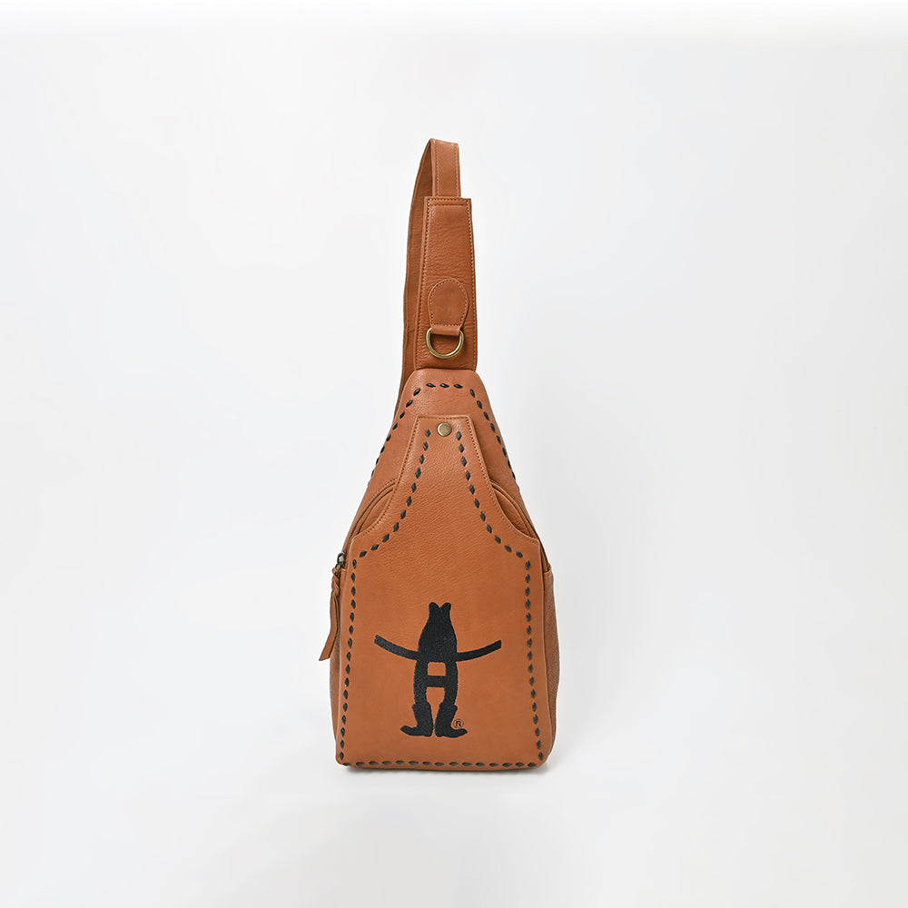Magnolia Rodeo Genuine Leather Black Embroidered Sling Bag