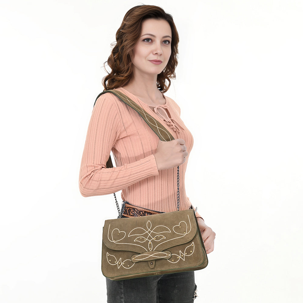 ADBGZX104 Crossbody Western Genuine suede Leather women bag