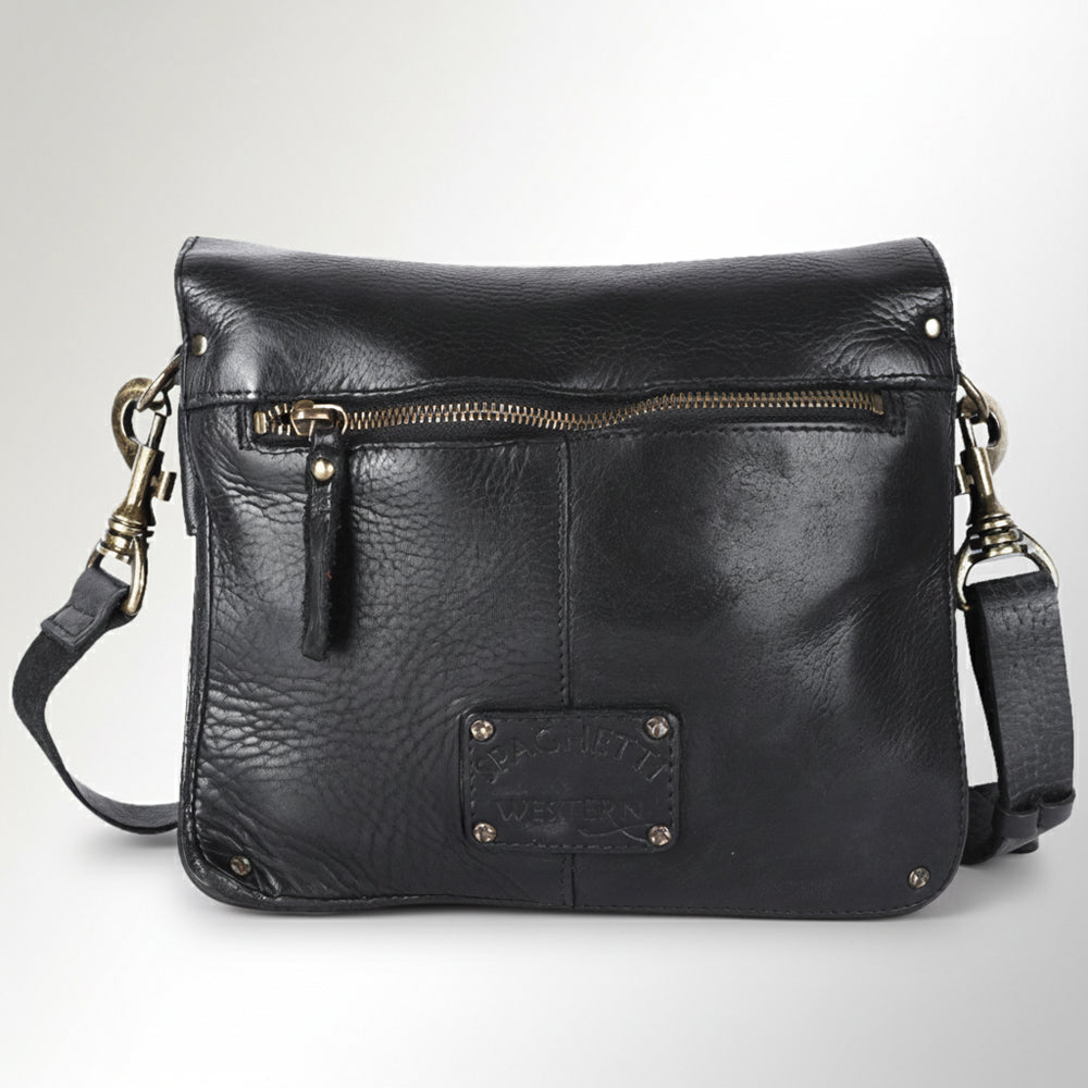 SWC170 Flap-Front Studded Crossbody Bag