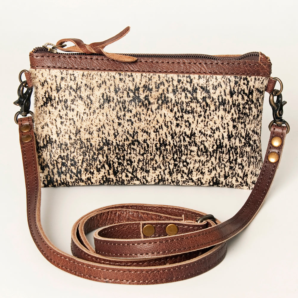 LC-ADBGS142Q Speckled Brindle Hair-On Mini Crossbody - Western Leather Purse with Adjustable Strap