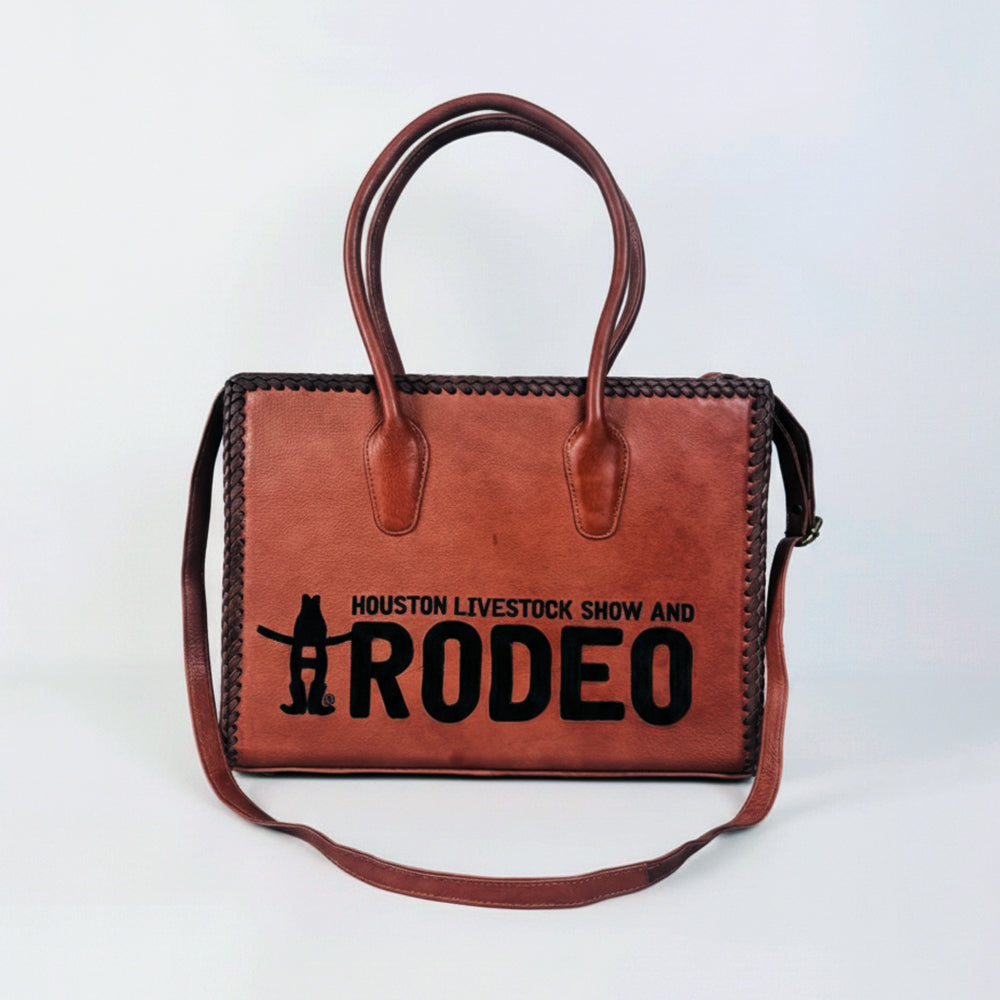 Heritage Rodeo Genuine Leather Black Embroidered Tote Bag