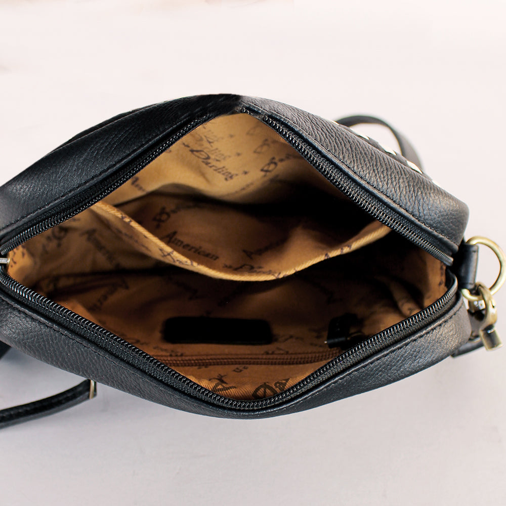 Midnight Rodeo Black Grain Leather Crossbody Bag