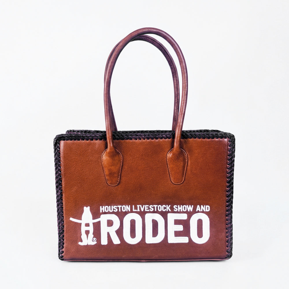 Heritage Rodeo Genuine Leather White Embroidered Tote Bag
