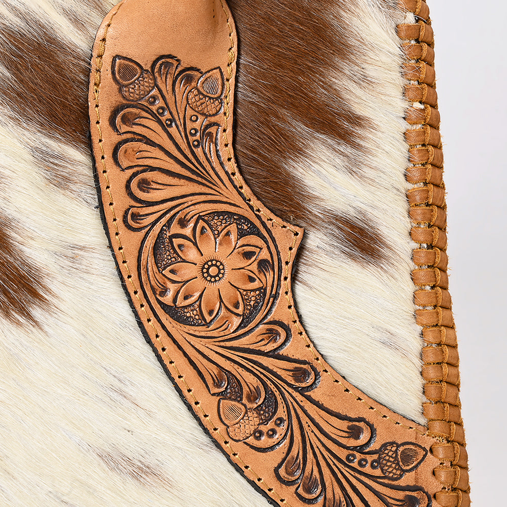 ADBGA488 American Darling Hair-On Cowhide Leather Tote Bag Floral Carved