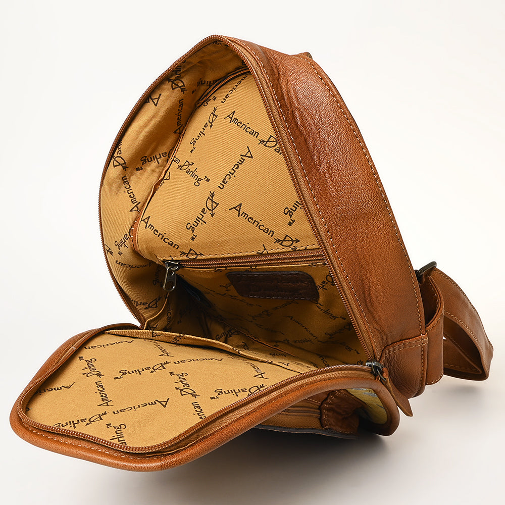 ADBG1146 American Darling Floral Hand Tooled Bag | Hair on Cowhide Sling