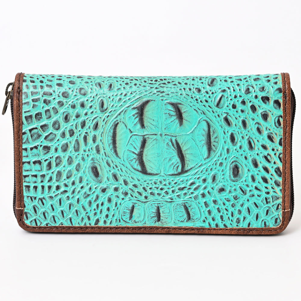ADBG1190 American Darling Western Leather Wallet Bag Crocodile Embossed Hand Tooled
