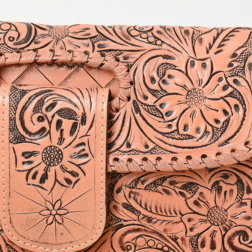 ADBG1134 American Darling Hand Tooled Floral Leather Wallet Bag Clutch & Crossbody Handbag