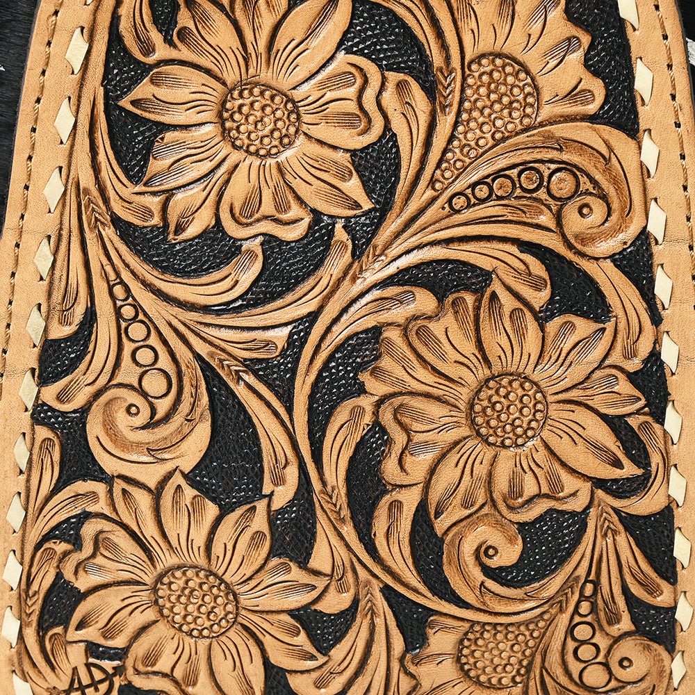 ADBG1146 American Darling Floral Hand Tooled Bag | Hair on Cowhide Sling