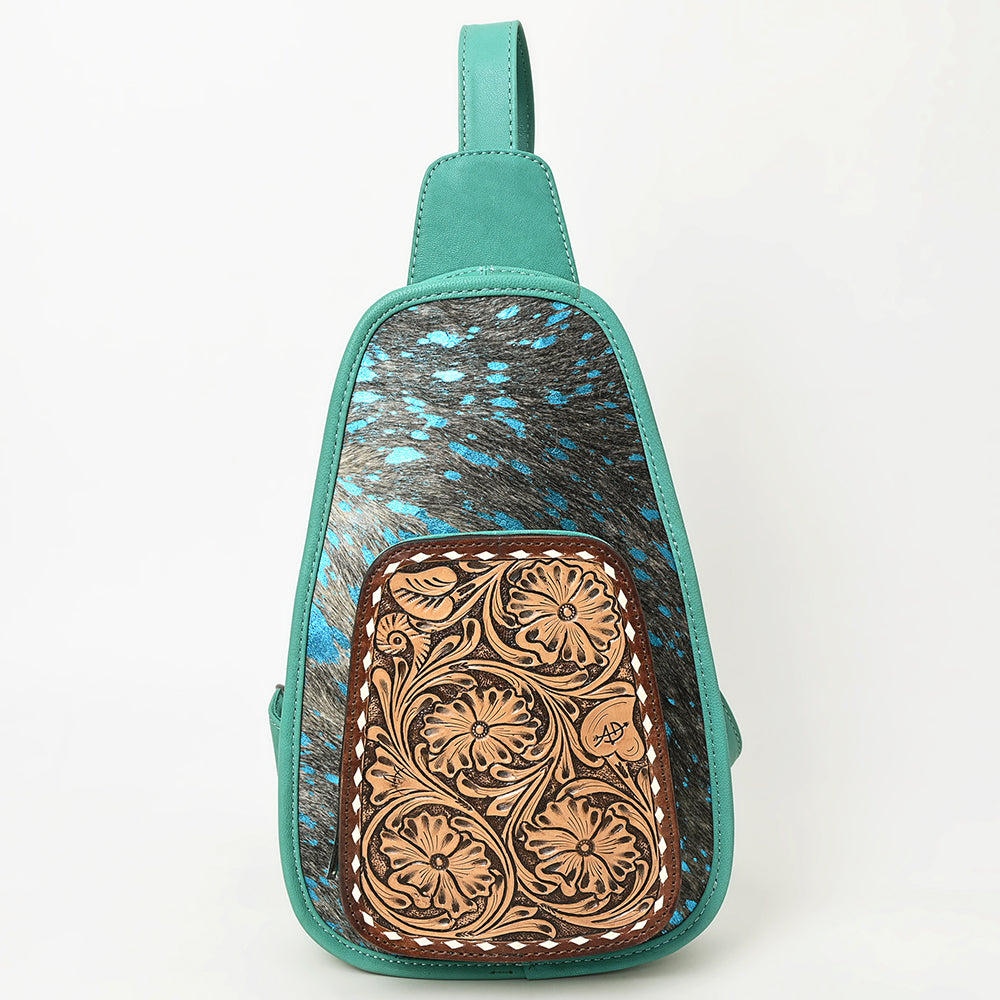 ADBG1146 American Darling Floral Hand Tooled Bag | Hair on Cowhide Sling