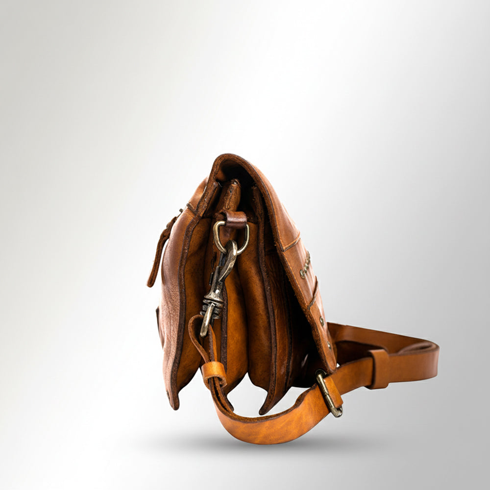 SWC170 Flap-Front Studded Crossbody Bag