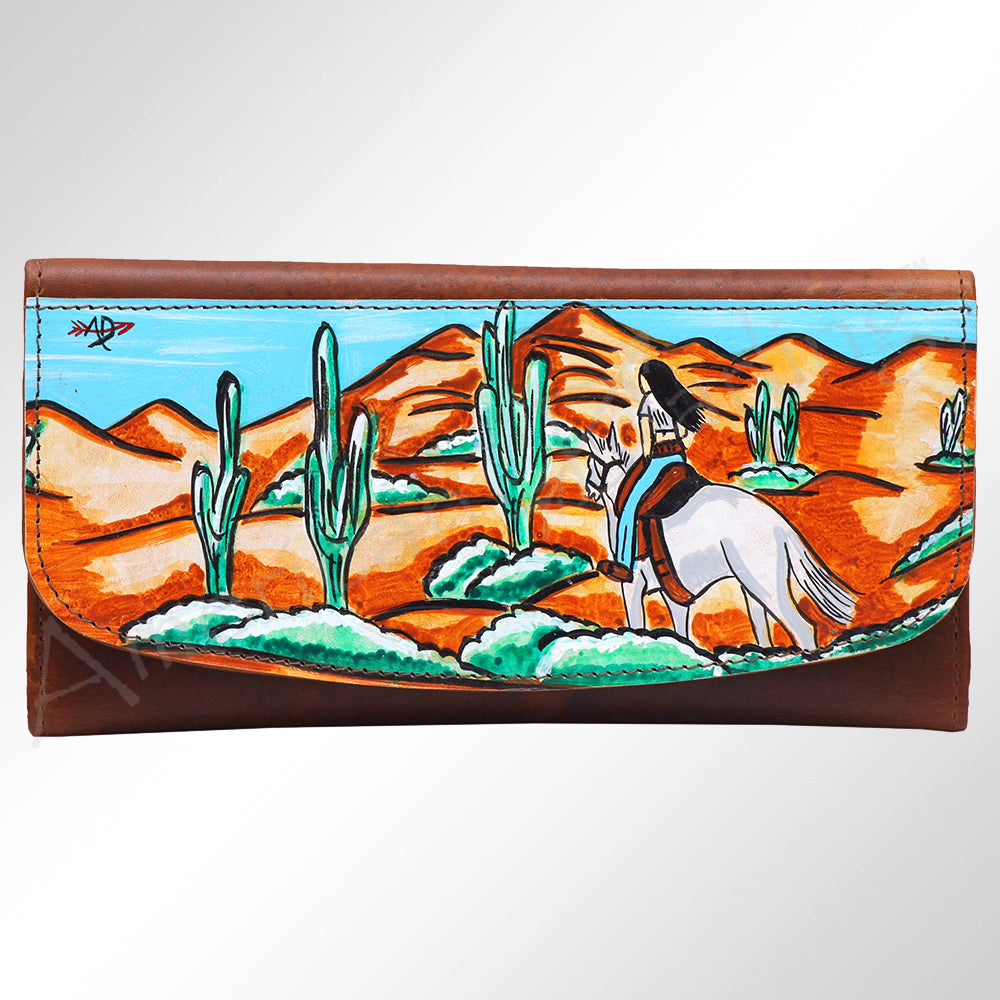 ADBGM112 Hand-Painted Leather Wallet Clutch - Western Design by American Darling