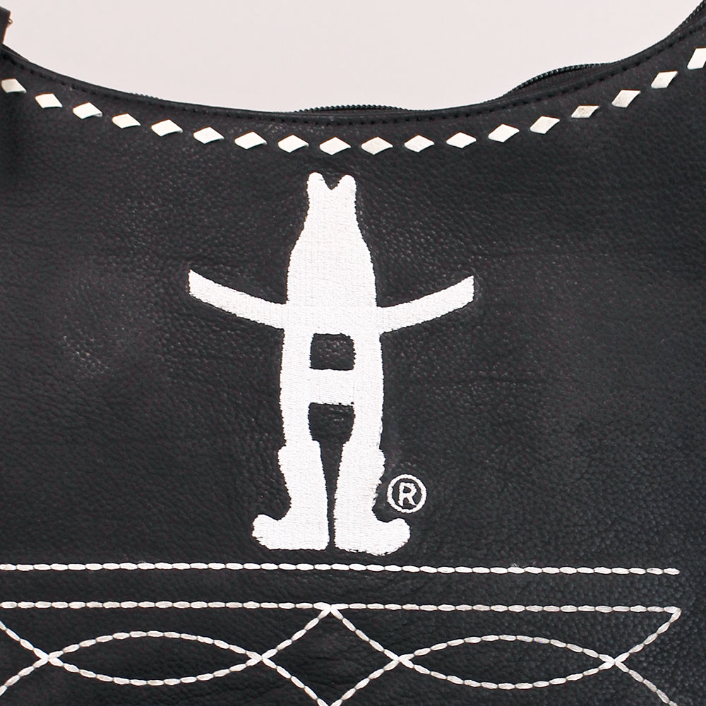 Midnight Rodeo Black Grain Leather Frindged Crossbody Bag