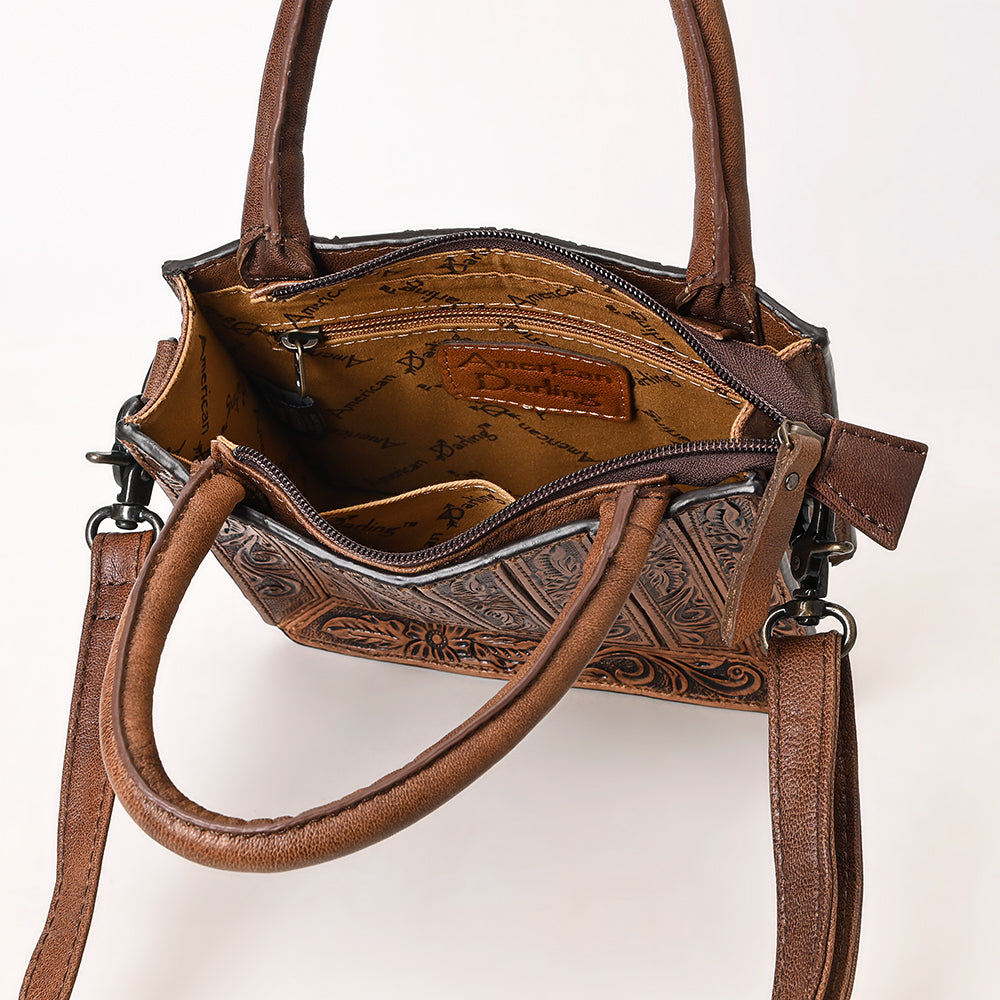 ADBG1608 American Darling Western Genuine Leather Hand-Tooled Tote Bag with Artisan Floral Carving