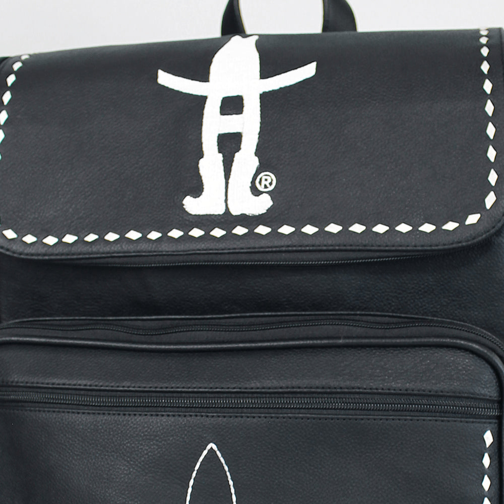 Midnight Rodeo Black Bootstitch Grain Leather Backpack