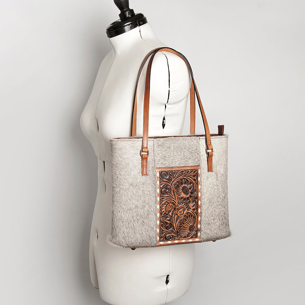 ADBG895 American Darling Hair on Hide Cowhide Tote & Hand Tooled Leather Bag