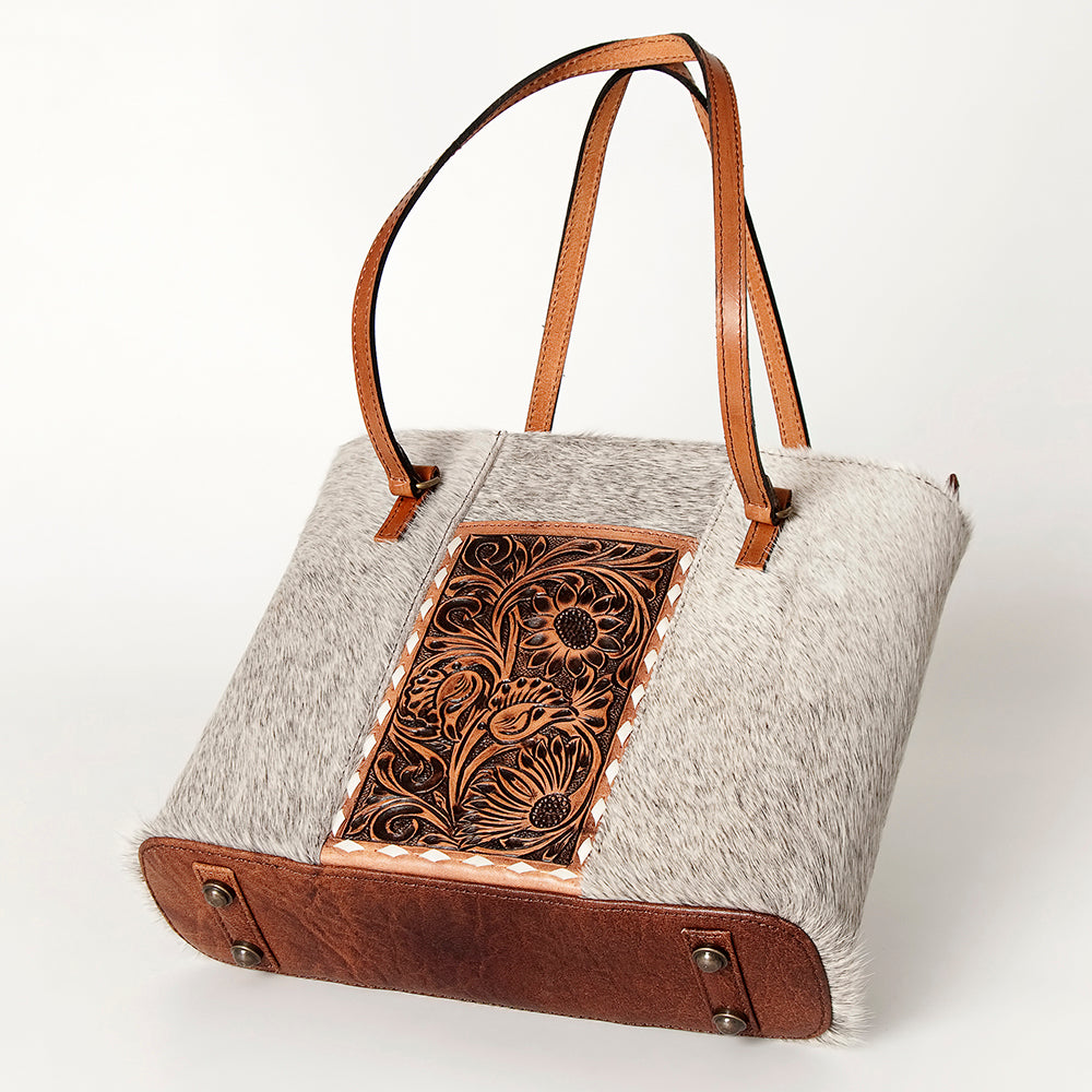 ADBG895 American Darling Hair on Hide Cowhide Tote & Hand Tooled Leather Bag