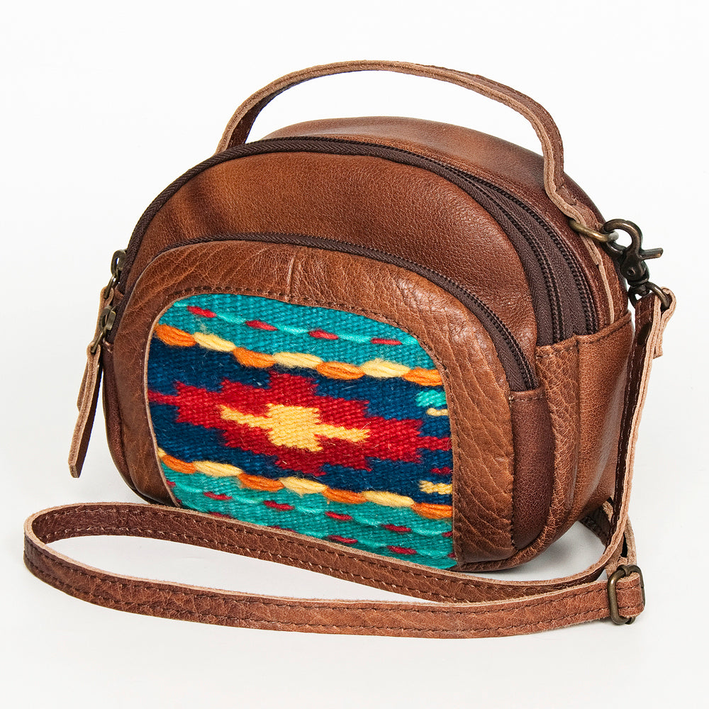 ADBG888 American Darling Saddle Blanket & Leather Mini Camera Crossbody Bag with Top Handle & Crossbody Strap